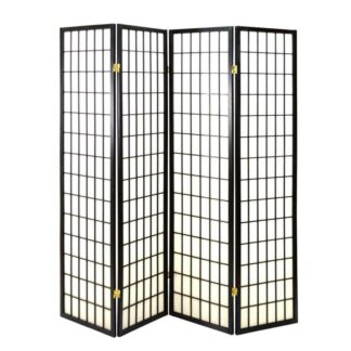 Paravento carta di riso 4a nero cm45h180