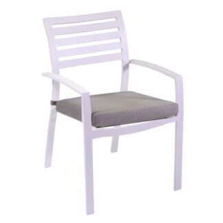 Poltrona alluminio boston bianco crema c/cuscino grigio cm58x57h88