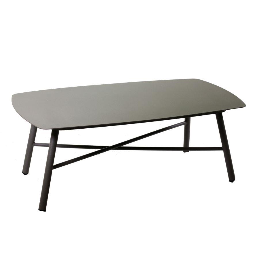 Salotto alluminio Riverside tortora 3 posti c/cuscini crema (bracciolo in hpl) - immagine 3