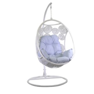 Dondolo pensile Clinton bianco con supporto e cuscino grigio cm116x100h200