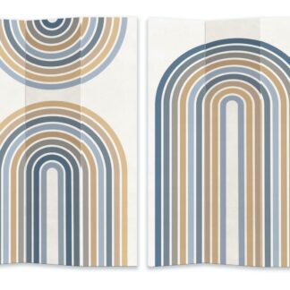 Paravento stampa 3 ante azzurro e arancione cm120,6x2,5h180