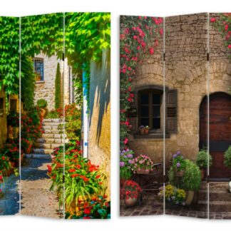 Paravento stampa 3 ante scalinata con fiori cm120,6x2,5h180