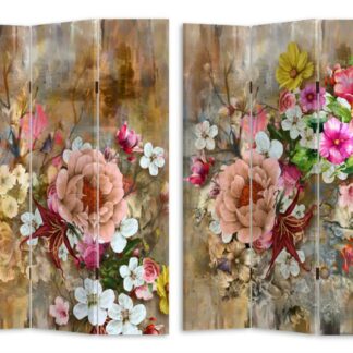 Paravento stampa 3 ante con fiori rosa cm120,6x2,5h180