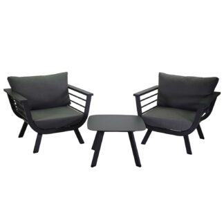 Salotto alluminio riverside antracite c/cuscini grigio 3pezzi