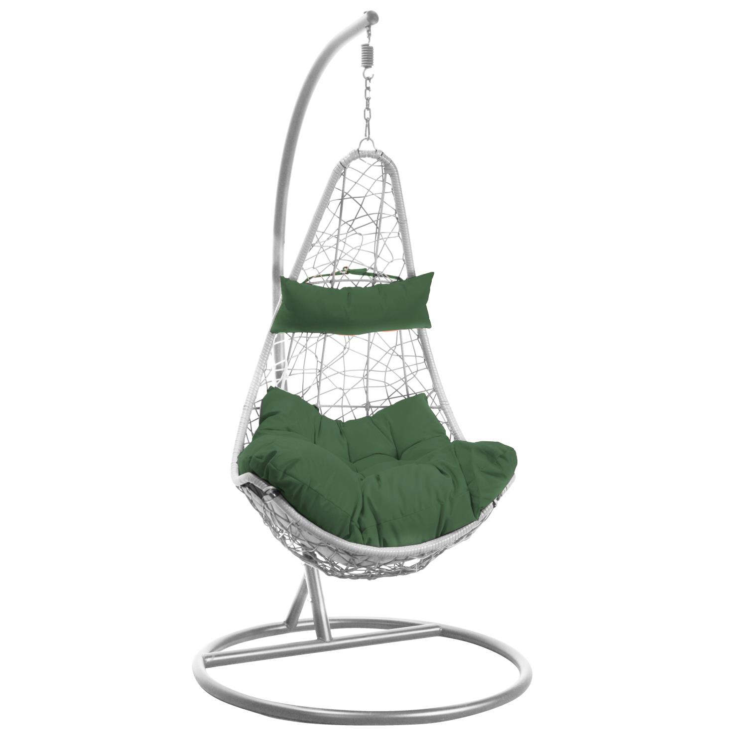 Dondolo pensile Rialto bianco c/supporto e cuscino verde cm82x65h124 - immagine 3