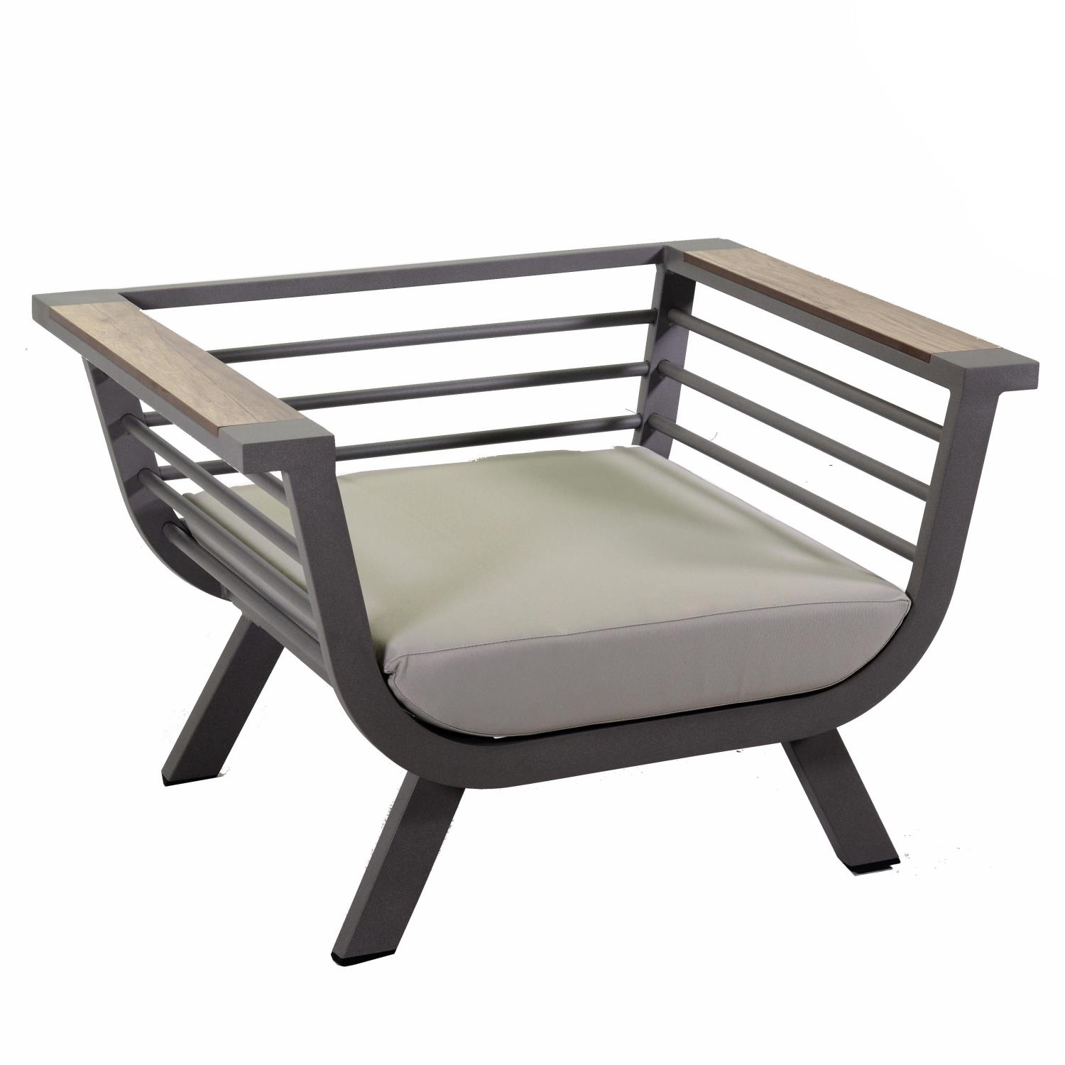 Salotto alluminio riverside tortora c/cuscini crema (bracciolo in hpl) 3 pezzi - immagine 3