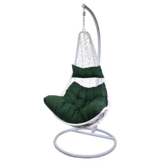 Dondolo pensile Rialto bianco c/supporto e cuscino verde cm82x65h124