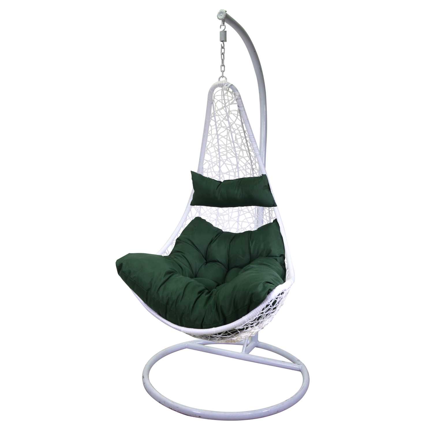 Dondolo pensile Rialto bianco c/supporto e cuscino verde cm82x65h124