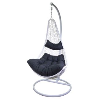 Dondolo pensile Rialto bianco c/supporto e cuscino grigio cm82x65h124