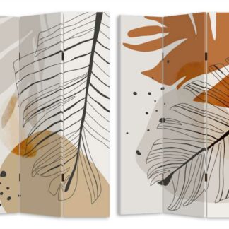 Paravento stampa foglie beige arancione3 ante rettangolare cm120,6x2,5h180