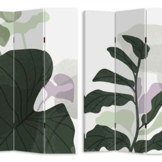 Paravento stampa foglie verde 3 ante rettangolare cm120,6x2,5h180