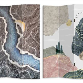 Paravento stampa effetto colline multicolor 3 ante rettangolare cm120,6x2,5h180