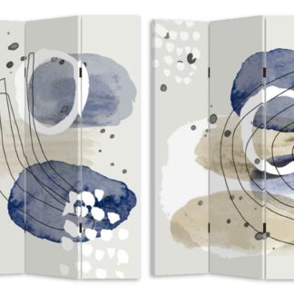 Paravento stampa cerchi bianco blu 3 ante rettangolare cm120,6x2,5h180