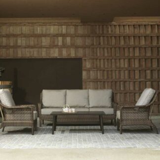 Salotto alluminio Newton 3 posti cuscini marrone