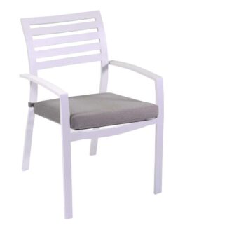 Poltrona alluminio new Boston bianco c/cuscini grigio cm58x57h88