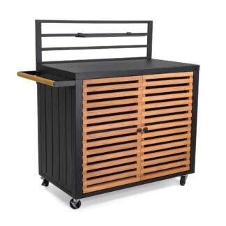 Mobiletto alluminio Idaho antracite 2 ante teak cm114x57,5h120