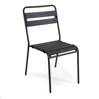 Sedia metallo Loki antracite con polywood cm46x60h45/86