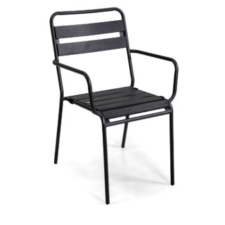 Poltrona metallo Loki antracite con polywood cm56x60h45/64/86