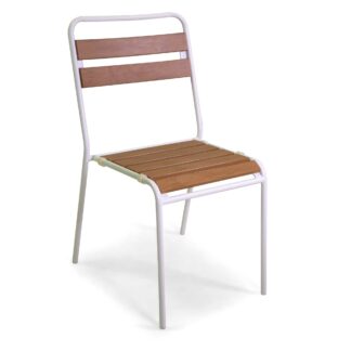 Sedia metallo Loki bianco con polywood cm46x60h45/86