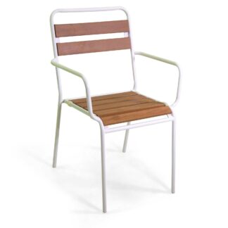 Poltrona metallo Loki bianco con polywood cm56x60h45/64/86