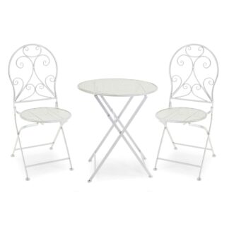Tavolo metallo Leila bianco tondo con 2sediecm ø60h71