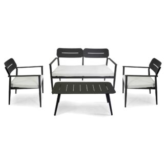 Salotto alluminio Ibiza 2 posti antracite c/cuscini crema