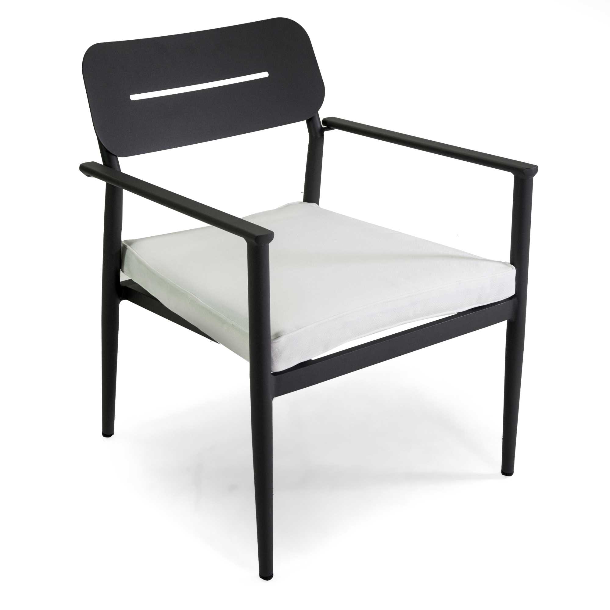 Salotto alluminio Ibiza 2 posti antracite c/cuscini crema - immagine 3