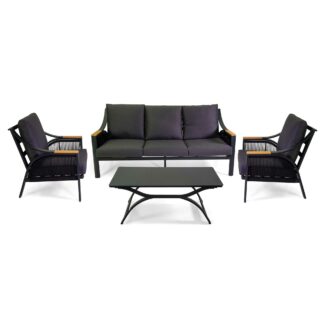 Salotto alluminio Idaho 3 posti c/cuscini antracite