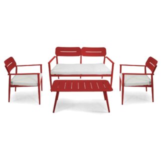 Salotto alluminio Ibiza 2 posti rosso terracotta c/cuscini crema