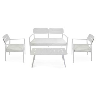 Salotto alluminio Ibiza 2 posti bianco c/cuscini crema