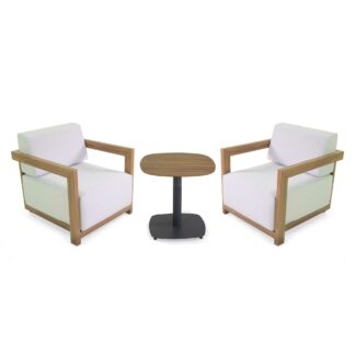 Salotto alluminio Frederik effetto legno c/cuscini bianco 3 pezzi