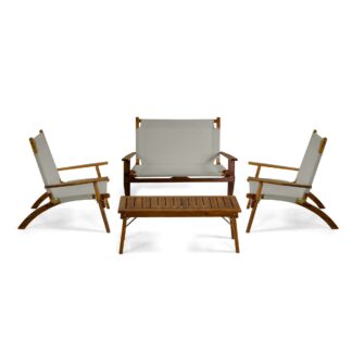 Salotto legno Diane 2 posti c/tessuto grigio