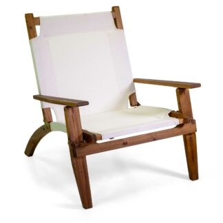 Poltrona legno Diane c/ tessuto ecru' cm76x89h91