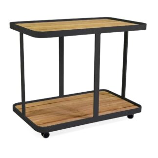 Carrello alluminio honolulu antracite top legno teak cm93x53h77