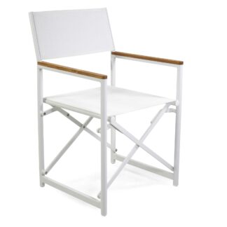 Poltrona regista Honolulu alluminio e textilene bianco cm55x57h90