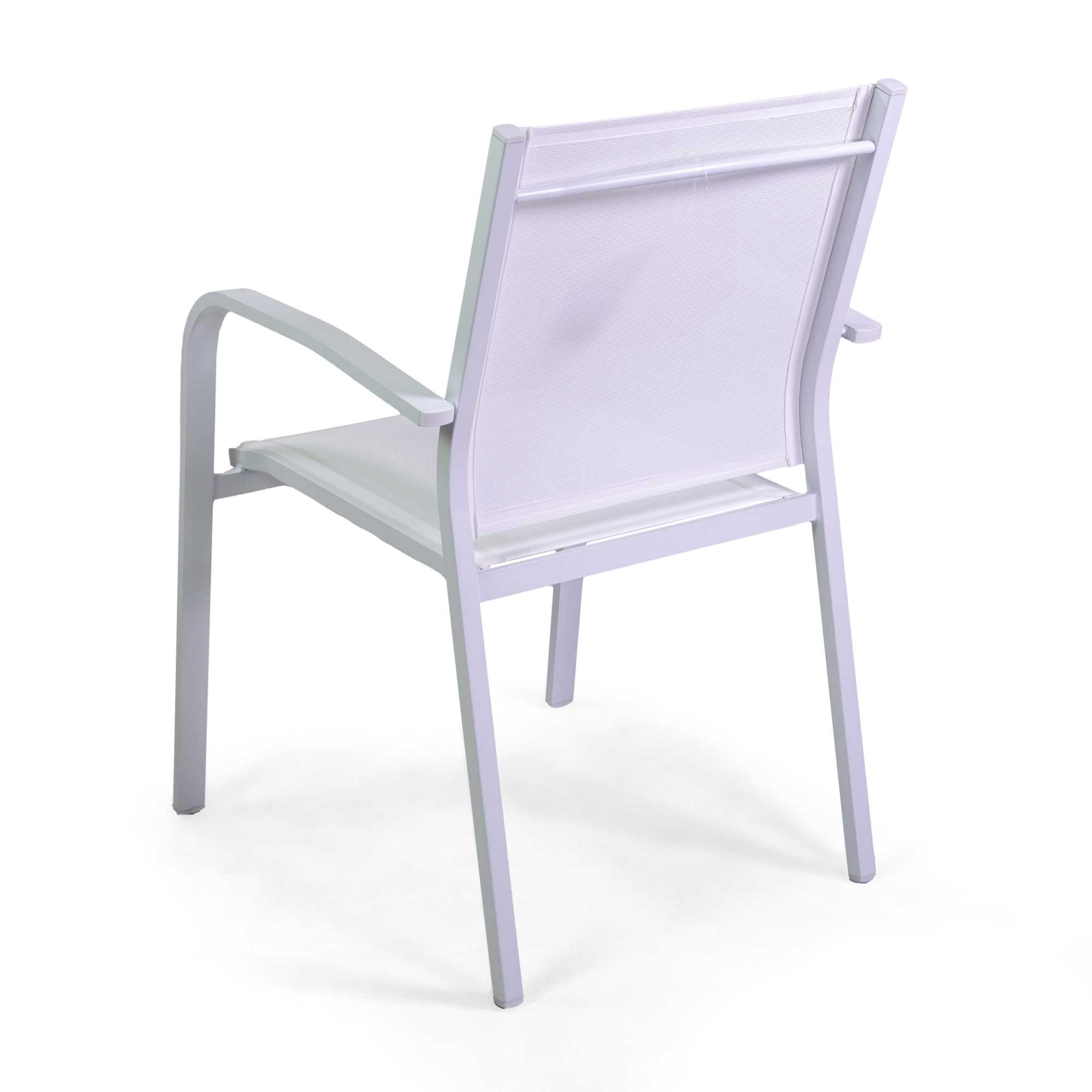 Poltrona alluminio sullivan bianca con textilene bianco cm61x56h43/60/84 - immagine 4