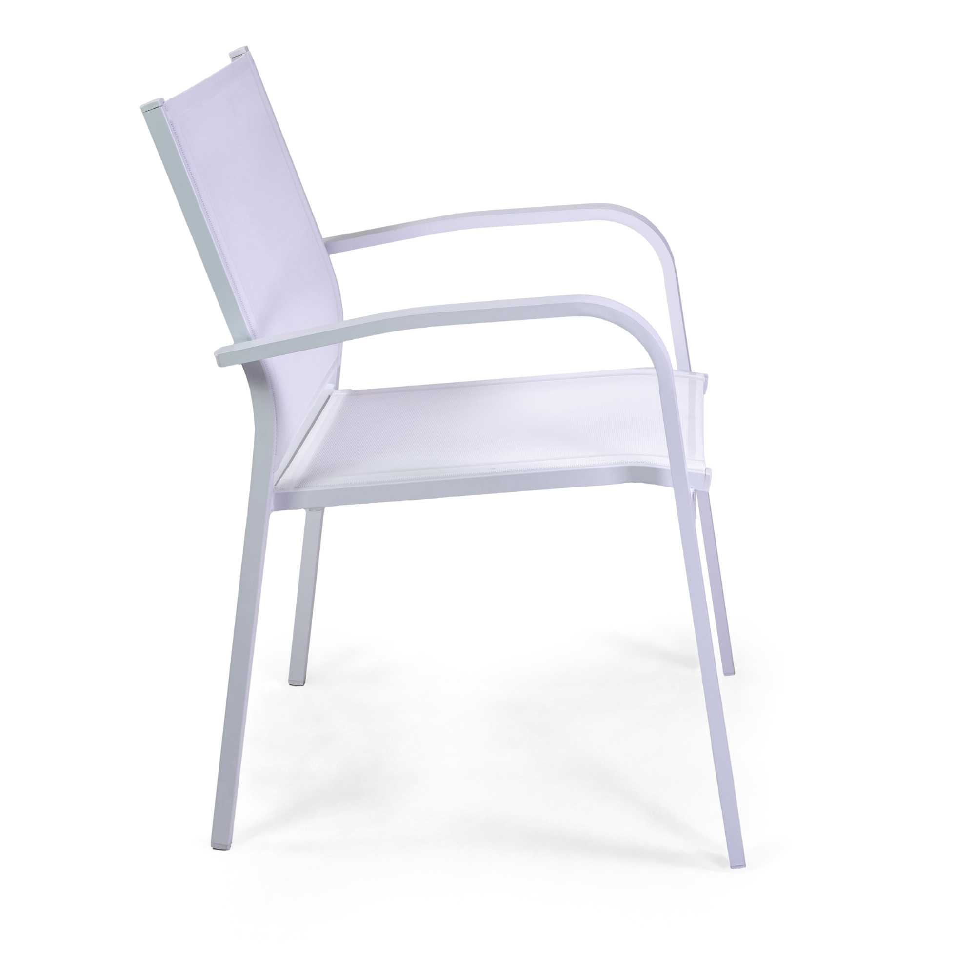 Poltrona alluminio sullivan bianca con textilene bianco cm61x56h43/60/84 - immagine 3