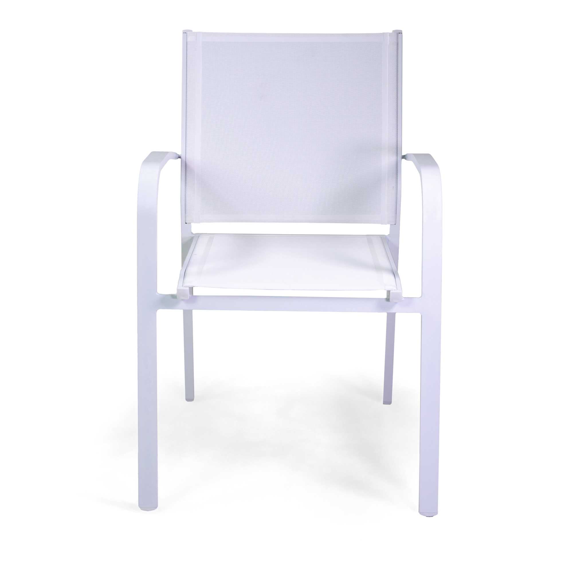 Poltrona alluminio sullivan bianca con textilene bianco cm61x56h43/60/84 - immagine 2