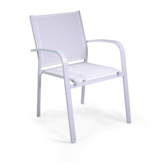 Poltrona alluminio sullivan bianca con textilene bianco cm61x56h43/60/84