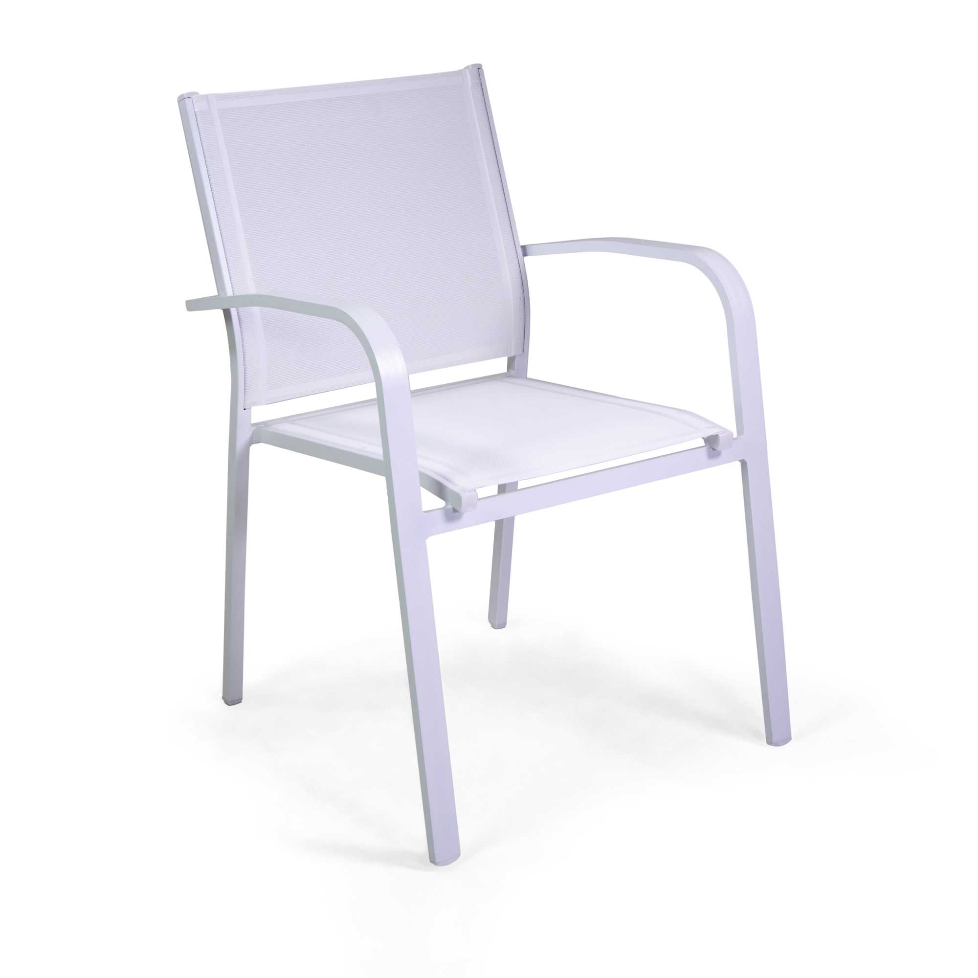 Poltrona alluminio sullivan bianca con textilene bianco cm61x56h43/60/84