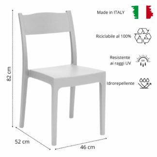 Agape Sedia polipropilene Vesta impilabile Bianca