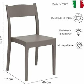 Agape Sedia polipropilene Vesta impilabile Tortora