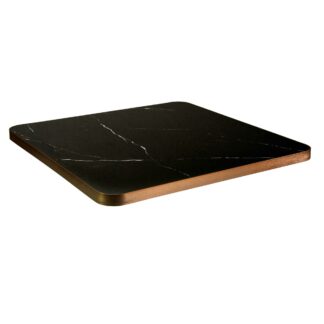 Top tavolo pietra sinterizzata effetto marmo nero quadro bordo oro cm70x70h3