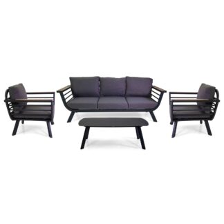 Salotto alluminio New Riverside antracite 3posti (bracciolo in hpl)