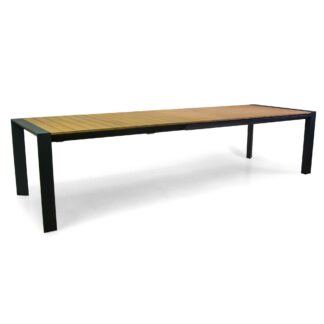 Tavolo alluminio allungabile Saigon antracite top teak cm200/260/320x100h76