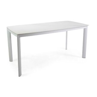 Tavolo alluminio Bakersfield top pietrasinterizzata bianco cm160x80h75