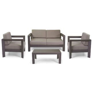 Salotto alluminio El Paso 2 posti marrone con cuscini