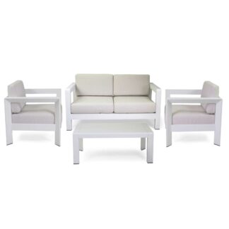 Salotto alluminio El Paso 2 posti bianco con cuscini