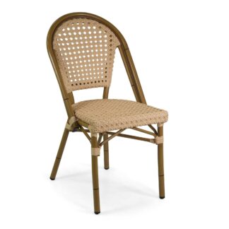 Sedia francese alluminio polyrattan naturale cm46x56h45/87