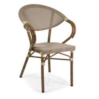 Poltrona francese alluminio textilene naturale cm58x59h45/82